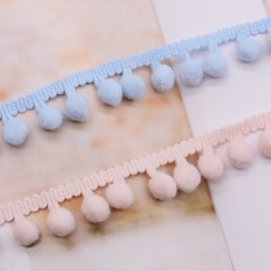 Pink 2cm 100% Polyester Pom Pom Trim Ball Fringe