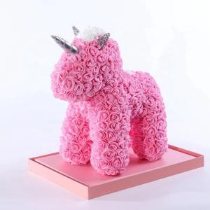 China Artificial Rose gift Foam Rose Unicorn Doll  Valantines day gift on sale