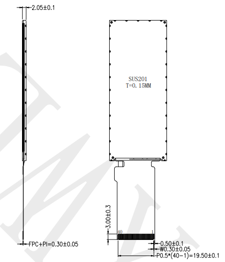 376×960 TFT LCD Display 2.86 Inch 40pin IPS Type With ST7701SN IC