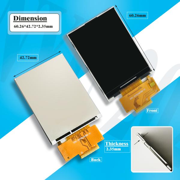 Viewing Angle 12 0'Clock Genyu 2.4 Inch TFT Spi Screen 240x320 dots ST7789V driver 18pin FPC 2.4" Small TFT Module Display