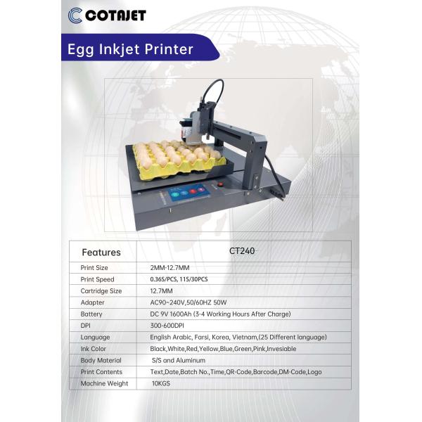 300DPI -600DPI Egg Coding Machine / Egg Inkjet Printer With Printing On Eggs And Egg Cartons
