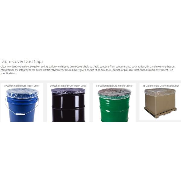 Drum cover dust caps, round bottom drum liners, drum cap sheets, poly disc lid liners, 5 gallon, 15 gallon, 30 gallon, 5