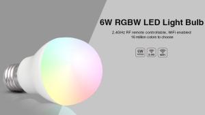 Quality Milight Wifi 6W E27 RGBW LED Bulb Light 2.4G RF remote RGBW 4 in one lamp plastic+aluminum Bulb light with E26 Socket. for sale