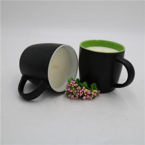 Quality Scented Matte Black Ceramic Citronella Candle Tea Cup Candle for sale