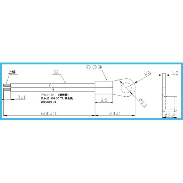 Ring Lug 10K 3950 Power NTC Thermistor 125deg Surface Temperature Sensor