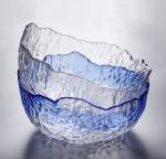 Hammered Pattern Irregular Shape Crystal Salad Serving Bowl