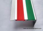 2.5m Length Aluminum Stair Tread Nosing With 2 PVC Vinyl Insert Red And Green