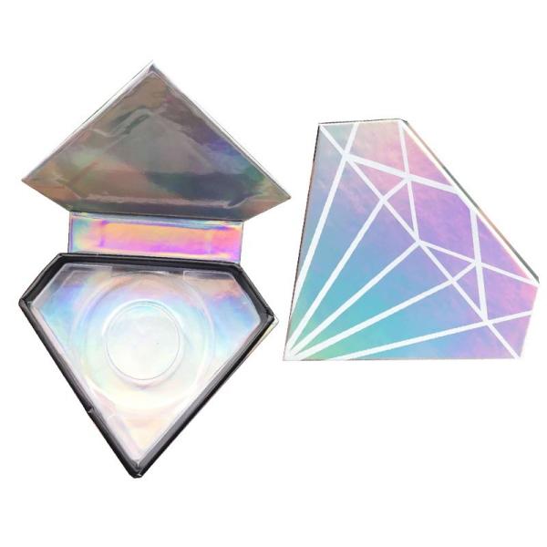 Buy Recyclable UV Printing Diamond Shape Eyelash Box With Holographic Finish at wholesale prices