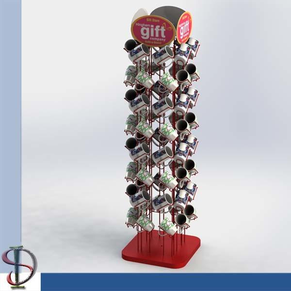 Buy MUGS RED KIOSK / Metal hooks display stand / Mult-hooks display rack / POP display stand at wholesale prices