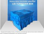 Heavy duty stackable attached lid turnover box, Stackable and nestable plastic