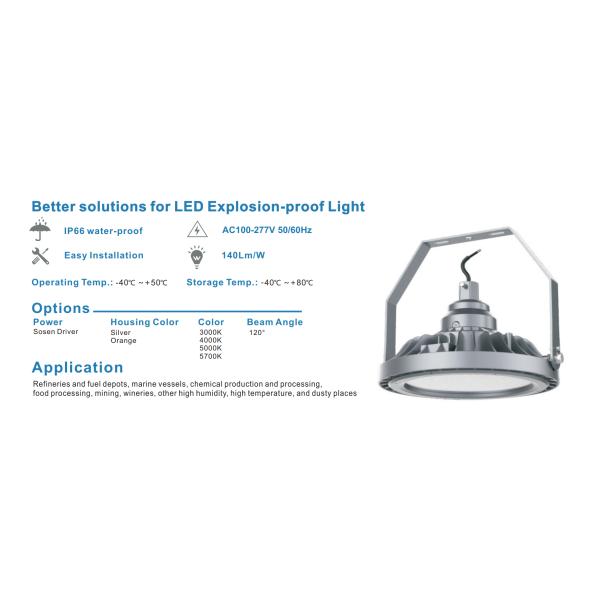 80W IP66 Waterproof LED Explosion Proof Light Atex Iecex Listed Hazardous Working Area Anti-Corrosion For Industrial