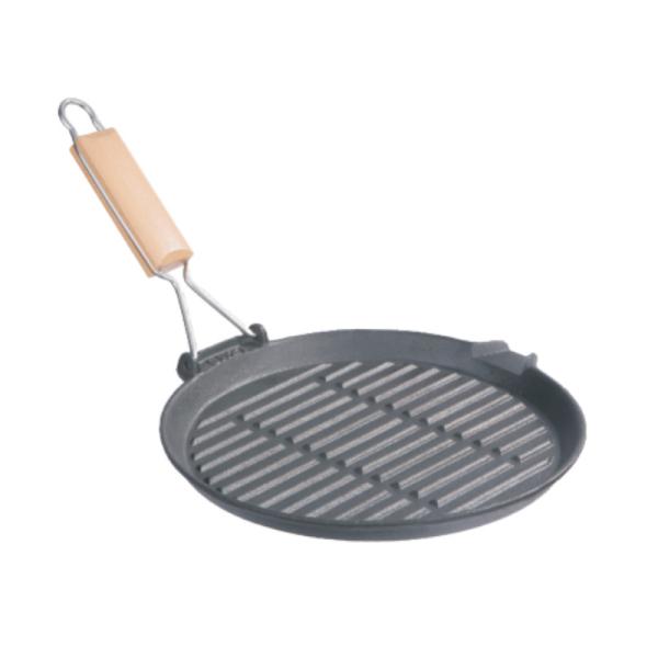 Buy 27cm Cast Iron Grill Griddle 10inch With Folding Handle ISO9001 at wholesale prices