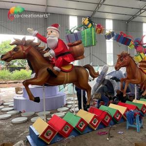 Quality Christmas Decoration Santa Horse Resin Gift Box Zigong Lantern For Amusement Park for sale