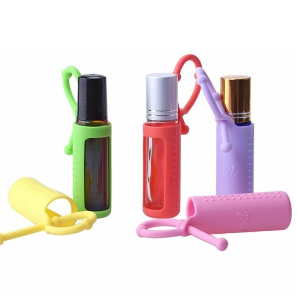 Essential Oil 10ml Roller Bottles Colorful Silicon Sleeve Protector Refillable Perfume Roller Silicone Case