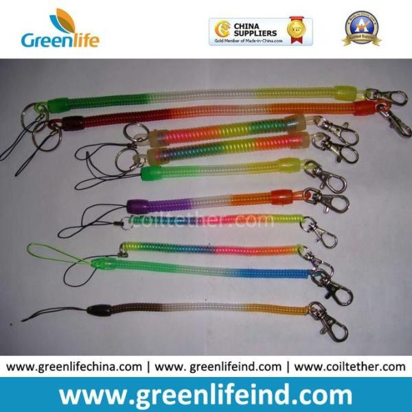 Buy Rainbow Plastic Spiral Bungee Cord Coil Leash in Different Length w/Snap Hook&Mobile Phone Strap at wholesale prices