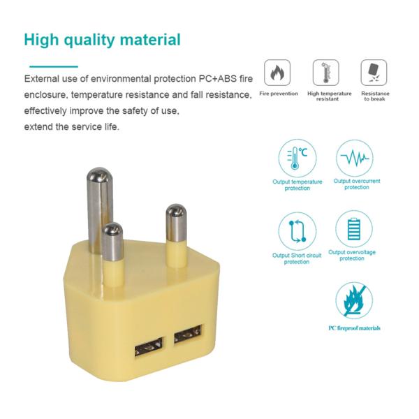 SA Plug Dual USB-A Wall Charger 5V 2.4A for Mobile Devices