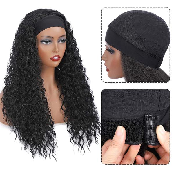 Turban wig Hair band European and American ice silk hair band wig Ladies long curly hair