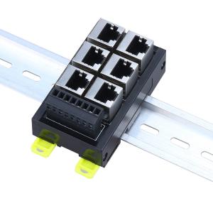 Quality Black RJ45 Female Jack 8P8C 6 Port Hub to 8 Pin Screw Terminal Block Adapter for Servo Application for sale
