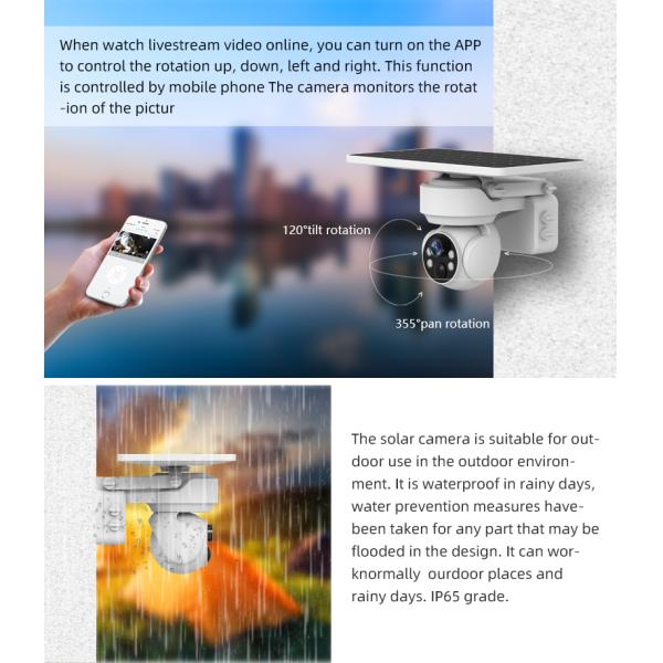 Solar Energy Charging Wifi Ptz Camera Support Live Video Watching Two Way Audio Remote Control Viewing Angle By App