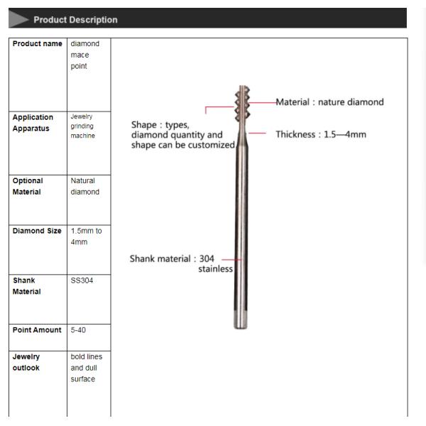 CVD NCD Diamond Mace Points Jewelry Background Tools