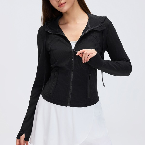 Women Customized Quick Dry Mesh Hooded Gym Jacket