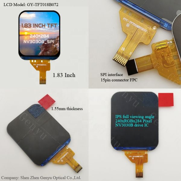 NV3030B Driver IC 240*284 IPS 1.83 TFT LCD 15pin FPC 4-SPI Color LCD Touch Screen Module with High Temperature Resistance