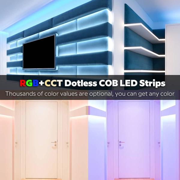 RGBCCT COB LED Flexible Strip Lights With 50000 Hours Of Illumination
