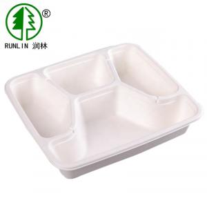 Quality Recyclable Akeaway Bagasse Pulp Eco Friendly 5 Compartment Serving Lunch Trays for sale