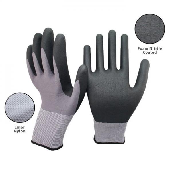 Buy 15 Gauge Seamless Knit Nitrile Coated Work Gloves For Industrial Safety Work at wholesale prices
