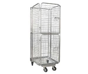China Warehouse Galvanized Foldable Wire Mesh Roll Container /  Material Handling Equipment on sale