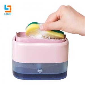 China Manuel Press Type Dish Soap Dispenser With Sponge Foam Type Anti Slip Bottom on sale