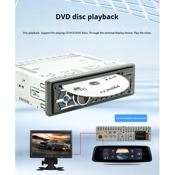 Creatall Single-Disc In-Car MP3 Player with Smart for Bluetooth Multimedia CD/VCD/DVD Card Slot USB Connection Radio