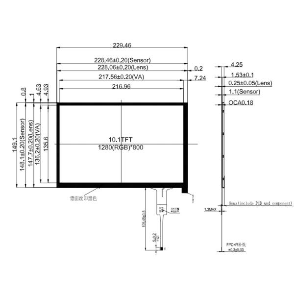 China Factory 10.1 Inch TFT LCD Display 1280x800 Pixels IPS Type LVDS With CTP