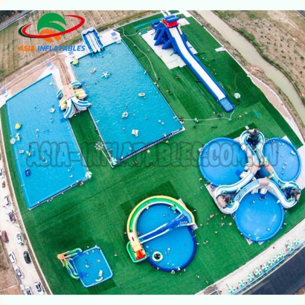 Puncture - Proof Inflatable Water Parks / Amusement Park Commercial Blow Up Water Slides