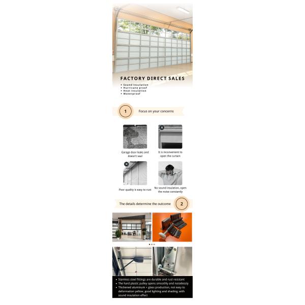 Customized Modern Design Style Aluminum Sectional Door Automatic Remote Control