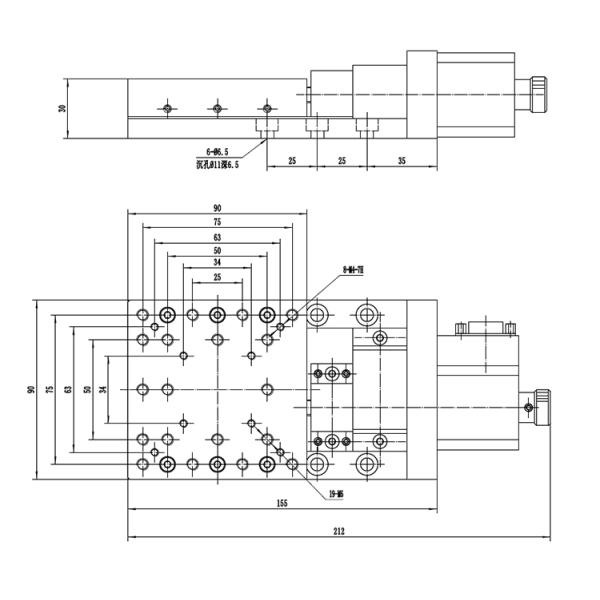 75mm Travel Light Load X Axis Stage Grinding Screw Slide Low Speed