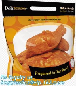 Quality Fresh Chicken Packing Bag, standing up hot roast chicken bag with handle, chicken bag carry out fried chicken bag for sale