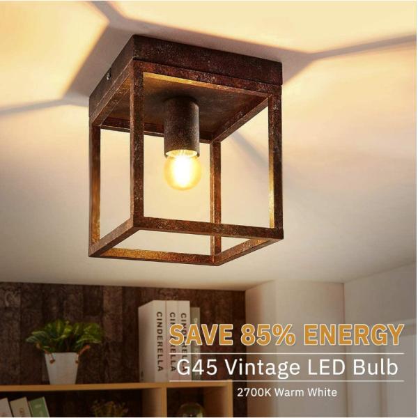E27 2W LED Filament Bulb G45 120V 220V E26 Amber Globe