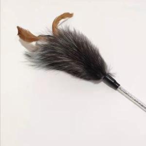 Quality Teasing Pet Plush Cat Toy Fox Feather Plush Teasing Cat Stick With Handle for sale