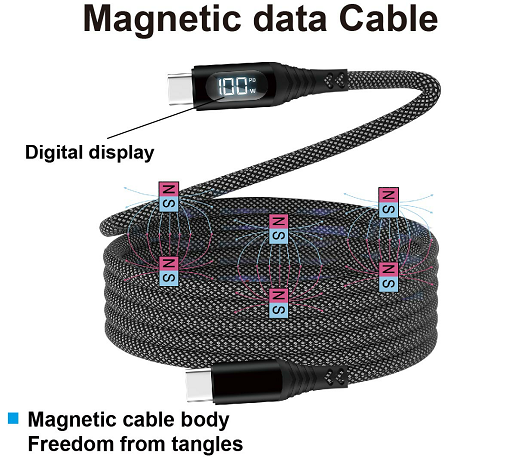 AstroThread Magnetic Power Cable - Space-Grade Materials with OLED Diagnostics