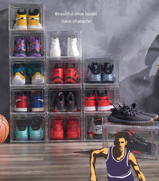 Buy 3 Layer Thickened Transparent Shoe Box 38*26cm Stackable Shoe Organizer at wholesale prices