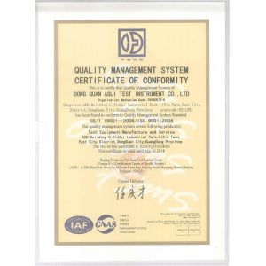ASLi (China) Test Equipment Co., Ltd Certifications