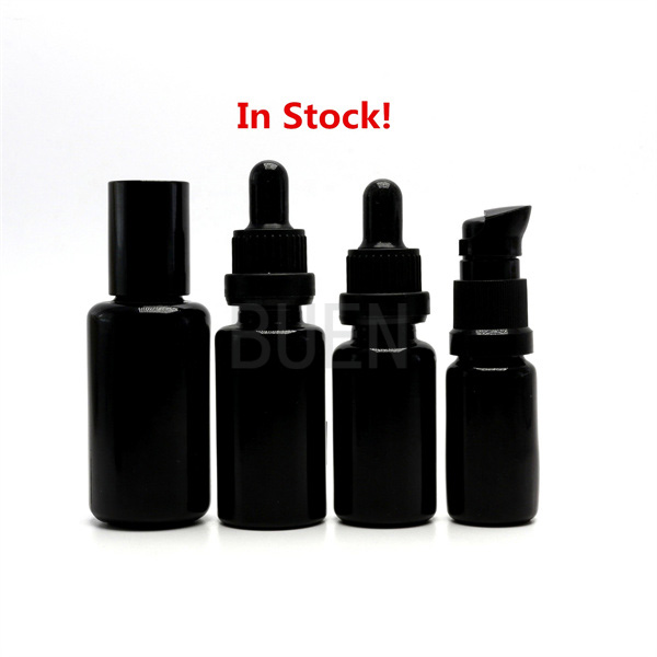 Black Round Glass Dropper Bottle Serum Glass Essensial Oil Bottle