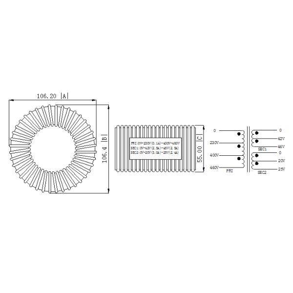 High Efficiency Custom Made Toroidal Transformers CDB-175-400-46 For Industrial