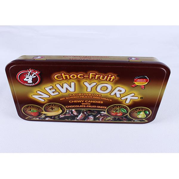 Rectangle Chocolate Tin Boxes , Full Color Chocolate Gift Boxes With Embossed Hinged Cover