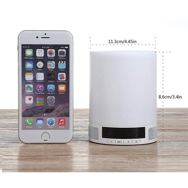 Touch Sensitive Bluetooth Speaker Alarm Clock With Wake Up Light Multi Function