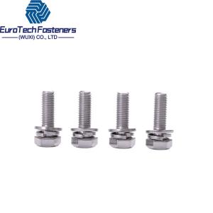 China M3 M4 M5 M6  Stainless Steel Cross External Hexagon Head Combination Bolt Screw Bolt Spring Washer And Flat Washer on sale