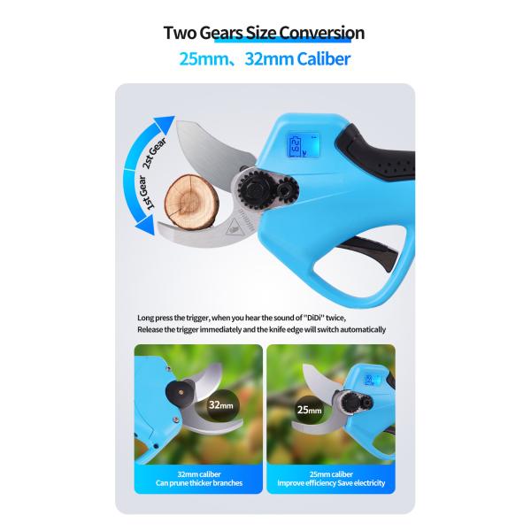 16.8V 32mm Rechargeable Pruning Shears Garden Pruning Orchard Tree High Branch Lithium Electric Pruning Shears