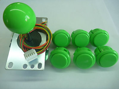 USD31.95---SANWA Pack-1 Joystick and 6pcs OBSF30 sanwa push buttons green color