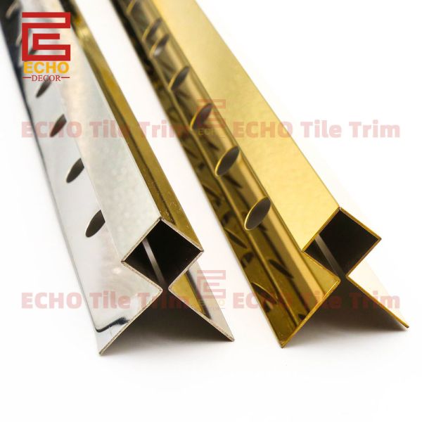 Square Angle Gold Stainless Steel Tile Trim For External Corners